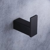 handdoekhaken voor badkamer, 2 stuks in zwart, SUS304 roestvrij staal, vierkant