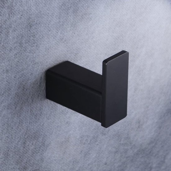 CASEWIND Handdoekhaak, zwart, boren, kledinghaken, wandmontage, handdoekhouder, mat roestvrij staal, met boren, voor badkamer, douche