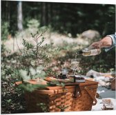 Vlag - Bomen - Bossen - Planten - Mandje - Kleed - Eten - Drinken - Wijn - 100x100 cm Foto op Polyester Vlag