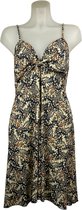 Angelle Milan – Travelkleding voor dames – Beige Vlinderprint jurk met Bandjes – Ademend – Kreukherstellend – Duurzame jurk - In 4 maten - Maat M