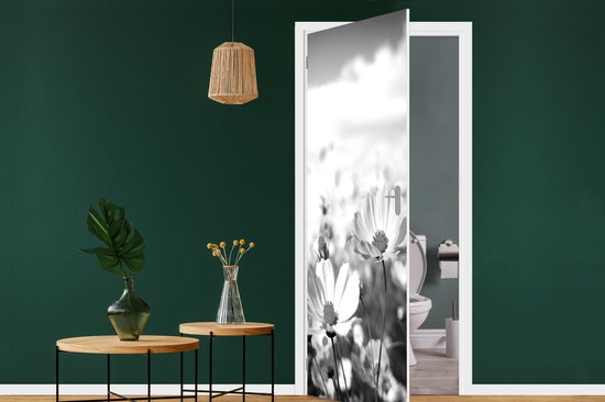 Deursticker Zwart-wit tekening van een konijn - 95x235 cm - Deurposter