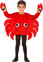 Widmann - Krab & Kreeft Kostuum - Vrolijke Kijkende Krab Noordzee Kind Kostuum - Rood - Maat 116 - Carnavalskleding - Verkleedkleding