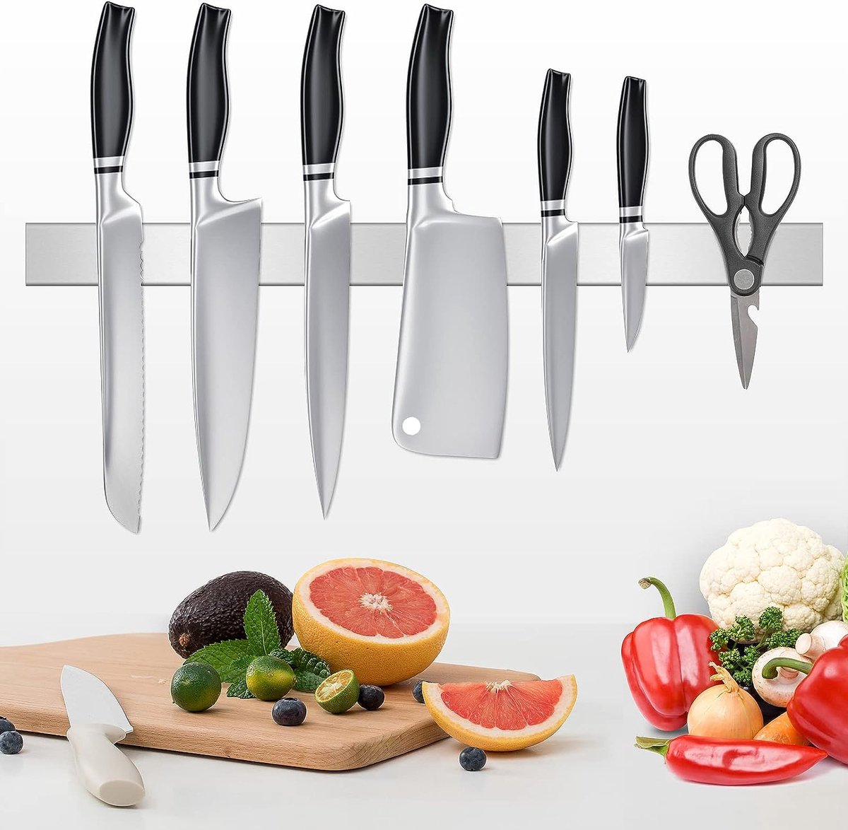 Magnetische messenhouder voor muur 16 inch Acacia hout mes magnetische strip, krachtige neodymium magneet mes hanger mes bar voor keuken messen - Keemake