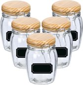 Bocaux à conserves- 10x - 820 ml - verre - avec couvercle pivotant - avec étiquettes