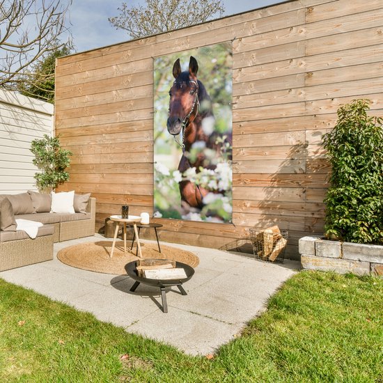 Décoration murale murale d'extérieur Cheval - Fleur - Printemps - 80x160 cm