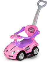 Loopauto - met duwstang en geluid - 60x25x85 cm - roze