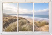 Tuinposter Doorkijk - Strand - Zee - 120x80 cm - Tuindoek - Buitenposter