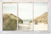 Tuinposter Doorkijk - Strand - Zee - 90x60 cm - Tuindoek - Buitenposter
