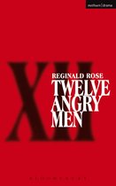 Boek "Twelve Angry Men" met rode achtergrond en witte letters. "methuen | drama" in de rechterbovenhoek.