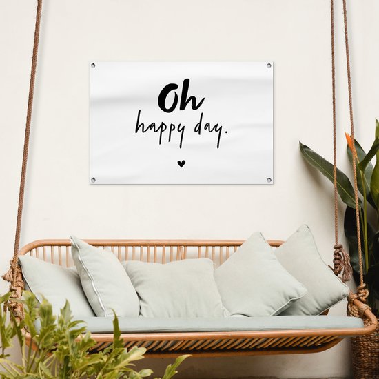 Affiche de jardin - Été - Citations - Oh happy day - Dictons - Jardin - 90x60 cm - Décoration murale - Toile de jardin - Texte d'affiche de jardin