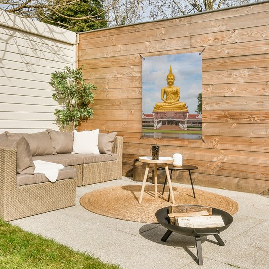 Tableau de jardin Bouddha - Statue de Bouddha - Or - Religion - 60x80 cm - Affiche de jardin
