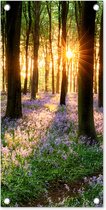 Tuinposter Bos - Bloemen - Lavendel - Zon - Paars - Natuur - 30x60 cm - Tuindoek - Buitenposter