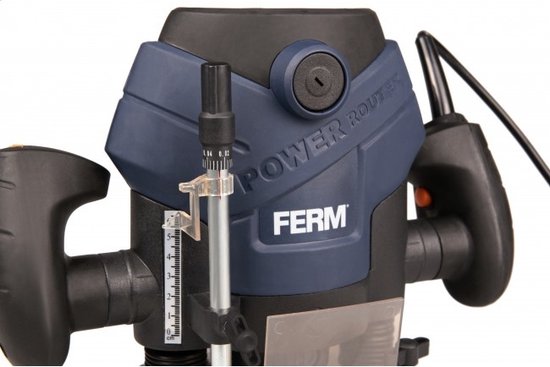 FERM - PRM1015 - Bovenfrees - 1300W - 2 Spantangen - 6mm - én - 8mm - Stofzuiger adapter - Ingebouwde - LED werkverlichting - Freesdiepte 60mm - Freesdiameter 30mm - 6-delige - Freesset - Parallelgeleider - Sjabloongeleider - Precisie bovenfrees