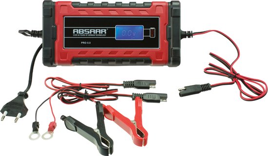 Absaar Acculader Pro 8.0 12/24 Volt 0-160/220 Ah 8a Rood/zwart