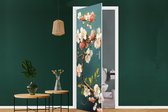 Sticker porte Fleurs - Fleur - Cerises - Branche - Wit - 95x235 cm - Poster porte
