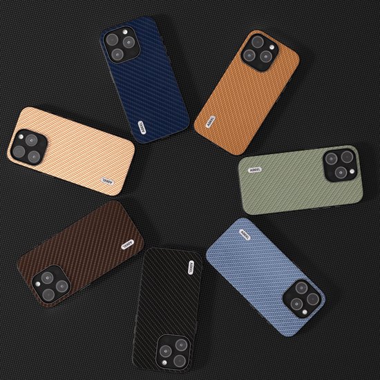 ABEEL Coque de Protection en Fibre de Carbone avec Texture en Fibre de Carbone pour iPhone 14 Plus Jaune