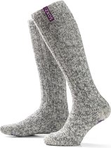 SOXS® Chaussettes en laine | SOX3114 | Gris | Hauteur du genou | Pointure 37-41 | Mystical Purple étiquette