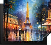 KitchenYeah® Inductie beschermer 58.3x51.3 cm - Steden - Parijs - Eiffeltoren - Kunst - Kookplaataccessoires - Afdekplaat voor kookplaat - Inductiebeschermer - Inductiemat - Inductieplaat mat