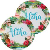 Santex Aloha feest wegwerpbordjes - 20x stuks - 23 cm - Hawaii/tropical themafeest