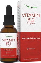 Vit4ever - Vitamine B12 Druppels - 50 ml - Hooggedoseerd met 500 µg per druppel - Beide actieve vormen (methyl- & adenosylcobalamine) - Alcoholvrij - Veganistisch