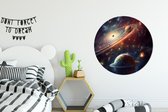 WallCircle - Wandcirkel ruimte - Neon - Sterren - Planeten - Wanddecoratie woonkamer - Muurcirkel binnen - Wandbord rond - Ronde schilderijen - ⌀ 90 cm - Ronde muurdecoratie - Cirkel schilderij - Muurcirkels