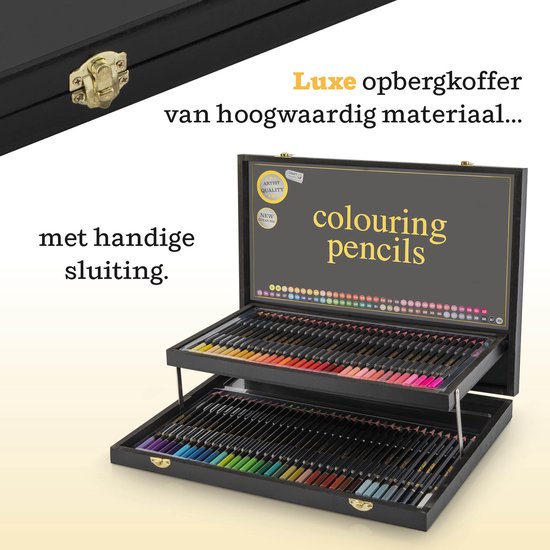 Craft Sensations Professionele Kleurpotloden Koffer 68-Delig - Kleurpotloden Voor Volwassenen - Hoogwaardige Pigmenten - Stijlvolle Opbergkoffer - Fijne Punt - Zachte Textuur - Perfecte Kleurafgifte - Cadeau Voor Tekenliefhebbers