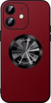 Sulada Soft case Microfiber leer en shockproof en lensbeschermer met magnetische ring voor de iPhone 12 Rood