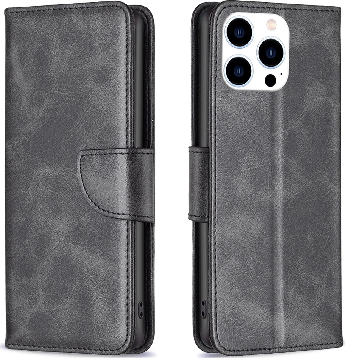 Mobigear Telefoonhoesje geschikt voor Apple iPhone 15 Pro Hoesje | Mobigear Excellent Bookcase Portemonnee | Pasjeshouder voor 3 Pasjes | Telefoonhoesje voor Pinpas / OV Kaart / Rijbewijs - Zwart