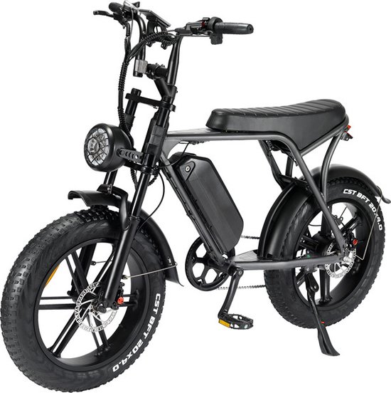 Kick&Move - Fatbike – E-Fatbike – Fatbike V8 – Elektrische Fiets – Elektrische Fatbike – 250W Vermogen – Shimano 7 Versnellingen – Zwart - met voetsteun achter