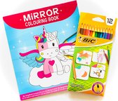 Spiegelbeeld kleurboek & BIC potloden | Kleurboek | Kleurpotloden | Knutselen | Tekenset kinderen | Mandalas | Potloden kind | BIC | Knutselen meisjes