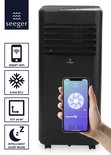 SEEGER Mobiele Smart Airco met Luchtontvochtiger en WiFi - 9000 BTU - Inclusief Installatiekit - Voor Woonkamer en Slaapkamer - Airconditioning - SAC9000S-B - Zwart