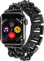 Gevlochten RVS Bandje Geschikt voor Apple Watch 1 / 2 / 3 / 4 / 5 / 6 / 7 / 8 / 9 /SE 41MM / 40MM / 38MM - Metalen Band - Roestvrij Staal - Zwart Grijs