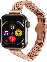 Roestvrij Stalen Bandje Geschikt voor Apple Watch 1 / 2 / 3 / 4 / 5 / 6 / 7 / 8 / 9 / SE / Ultra 49MM / 45MM / 44MM / 42MM - Metalen RVS Band - Roze-Goud