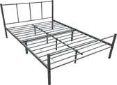 Metalen Bedframe Jules - Incl. Bedbodem - 140x200 cm - Donkergrijs - Stalen frame gepoedercoat -