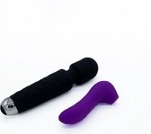 PP Pure Pleasure Bundel Magic Wand Zwart + Luchtdruk vibrator Roze - Clitorisstimulator - Waterpoof - Oplaadbaar