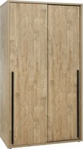 2-deurs schuifdeurkast Edison Eiken - Breedte 120 cm - Hoogte 216 cm - Diepte 63 cm - Met hanggedeelte - Met planken - Met schuifdeur