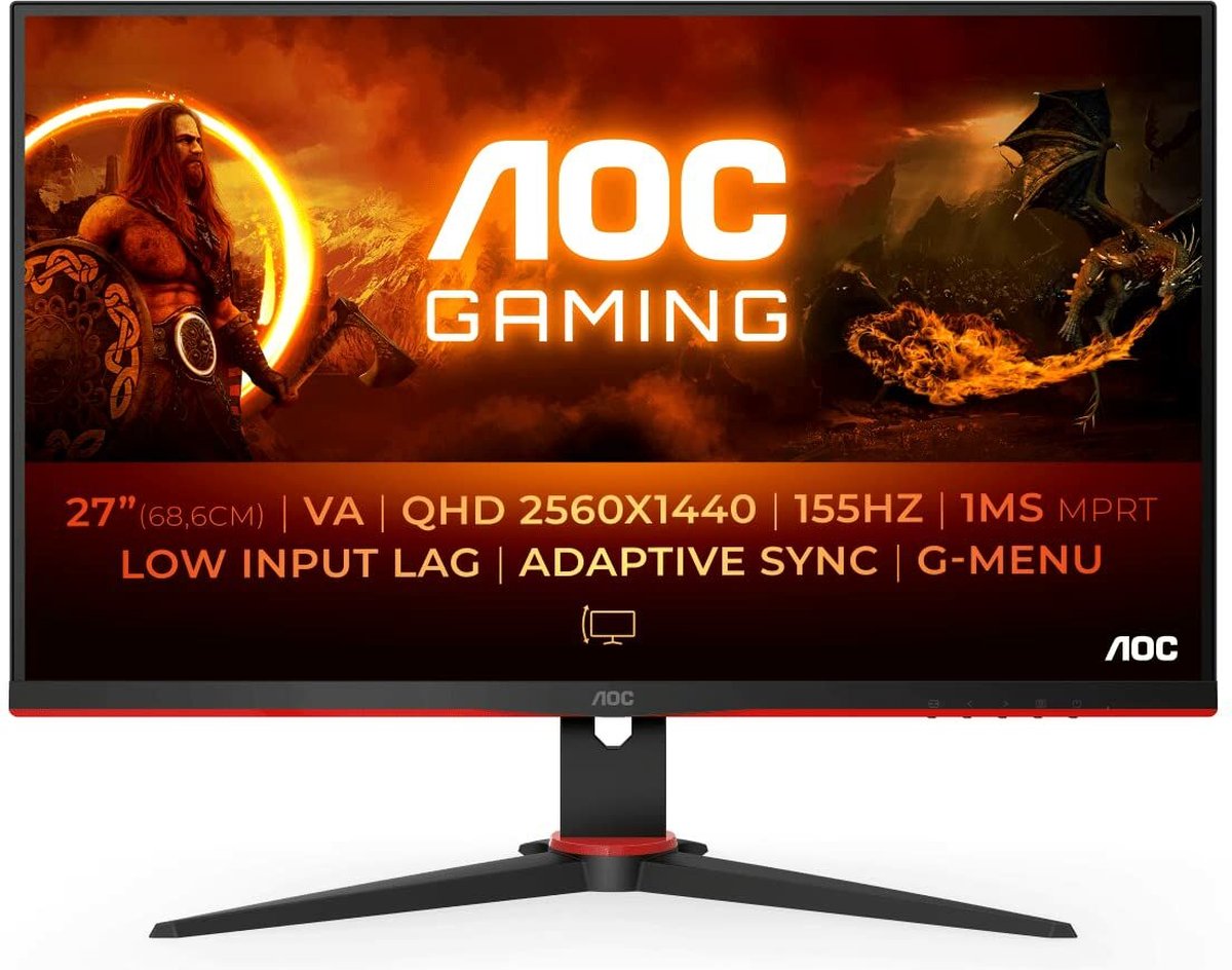 AOC Q27G2E - QHD VA Gaming Monitor - 144hz -155Hz - 27 Inch - AOC