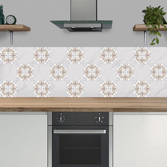 Ulticool Décoration carrelages Carrelage - Décoration Murale Dos Grijs - 15x15 cm - 15 pièces Adhésif Foil Carrelage Autocollants - Adhésif Carrelage Auto Adhésif - Sticktiles - Salle de Bain - Cuisine