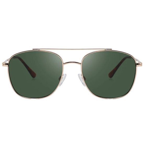Fako Sunglasses® - Pilotenbril Metal - Piloot Zonnebril - Heren Zonnebril - Dames Zonnebril - Model Marc - Goud - Groen van Fako Sunglasses® — afbeelding 2