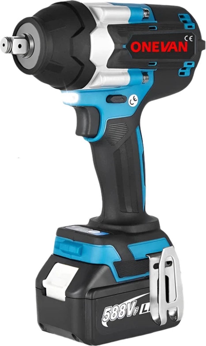 ONEVAN 1800N.M Torque Brushless Elektrische Slagschroevendraaier - 1/2 Inch Accu-Impactmoersleutel met 2 Batterijen - 18V Draadloze Power Tool