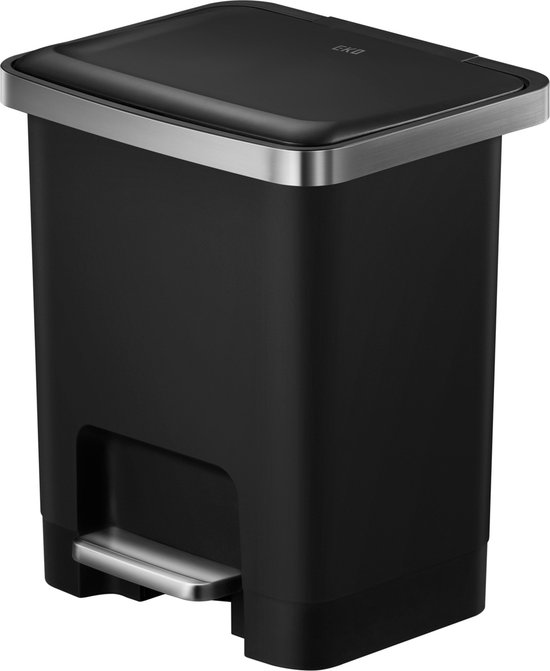 EKO - Hana 2 Pedaalemmer 15 liter - Plastic - zwart - Prullenbak