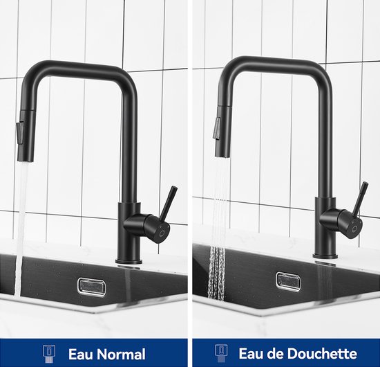 Cecipa Max Keukenmengkraan Met Uittrekbare Straal, 2 Straalsoorten Mengkraan Spoelbakmengkraan Met Afneembare Bubbler Geborsteld Eu Model