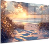 strand glas schilderij - landschap wanddecoratie - Glasschilderijen zonsondergang - Wanddecoratie kinderkamer - Schilderij plexiglas - Wanddecoratie woonkamer acrylglas 60x40 cm