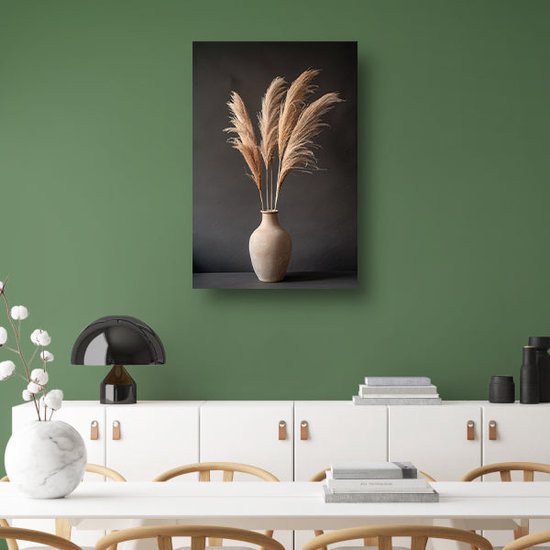 Tableau vase - Tableau Object sur verre - Tableaux sur verre Herbe - Décoration salon industriel - Plexiglas - Décoration murale verre acrylique 60x90 cm