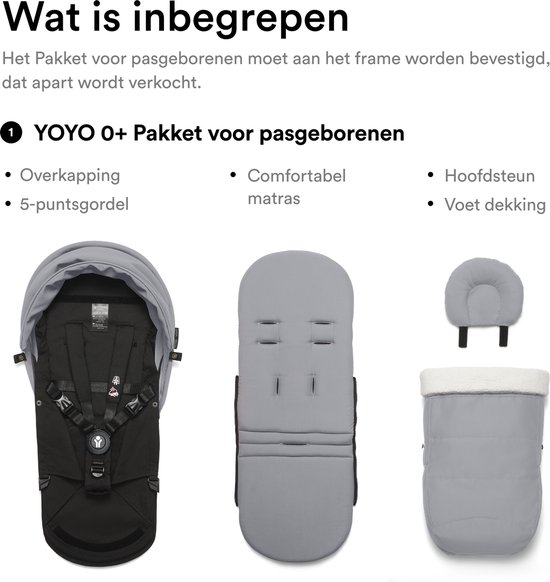 Stokke YOYO 0+ Newborn Pack, Stone - Inclusief matras, uitschuifbare luifel en vijfpuntsgordel - Vereist YOYO-frame (apart verkrijgbaar) van Stokke — afbeelding 4
