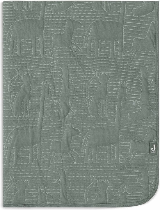 Jollein - Couverture Berceau 100x150cm - Couverture Bébé - Jungle Jambo Vert Cendre/Laurier