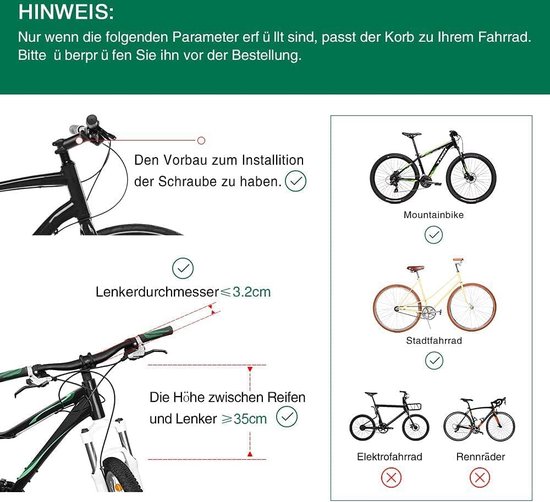 Opvouwbare fietsmand - Afneembare stuurmand - Fietstas voor op de fiets - Geschikt