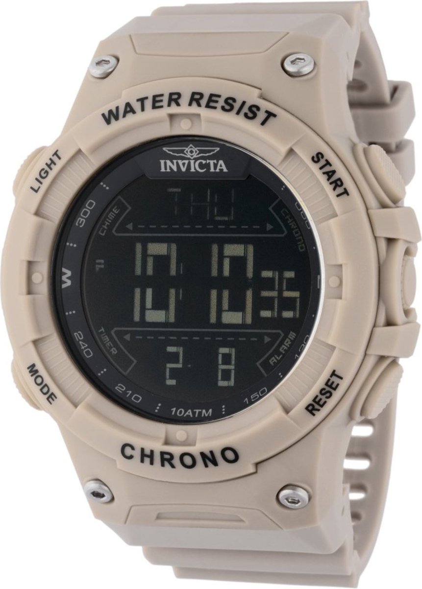 Invicta Racing Digital 47526 Heren Horloge - Waterdicht - Digtaal - Quartz Uurwerk - Plastic met zwarte Wijzerplaat - 52mm