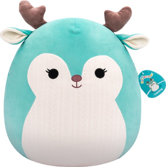 Squishmallows – Lopsang – Teal Fawn W/Cream Embossed Cable Knit Belly 40cm