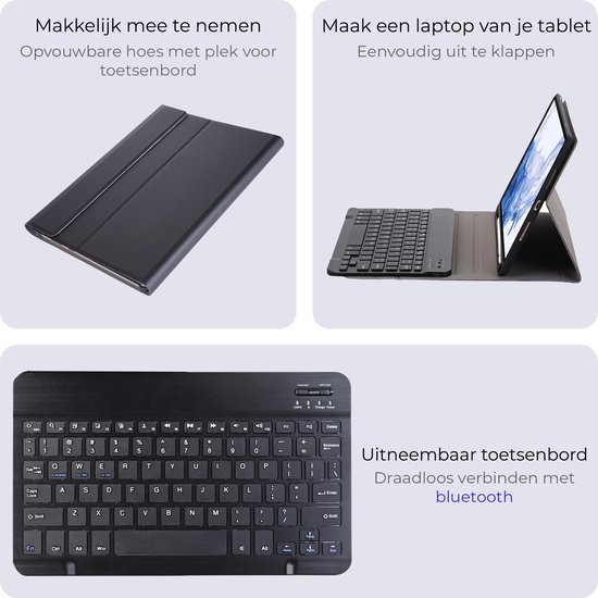 Étui pour clavier Samsung Galaxy Tab S10 Plus - Étui pour clavier avec protection d'écran - Étui pour clavier Samsung Tab S10 Plus - Zwart